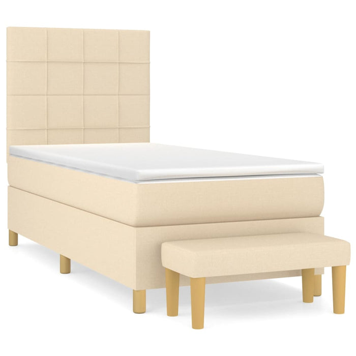 Pat box spring cu saltea, crem, 80x200 cm, textil - WALTI WALTI