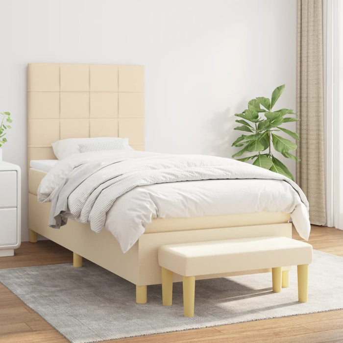 Pat box spring cu saltea, crem, 80x200 cm, textil - WALTI WALTI