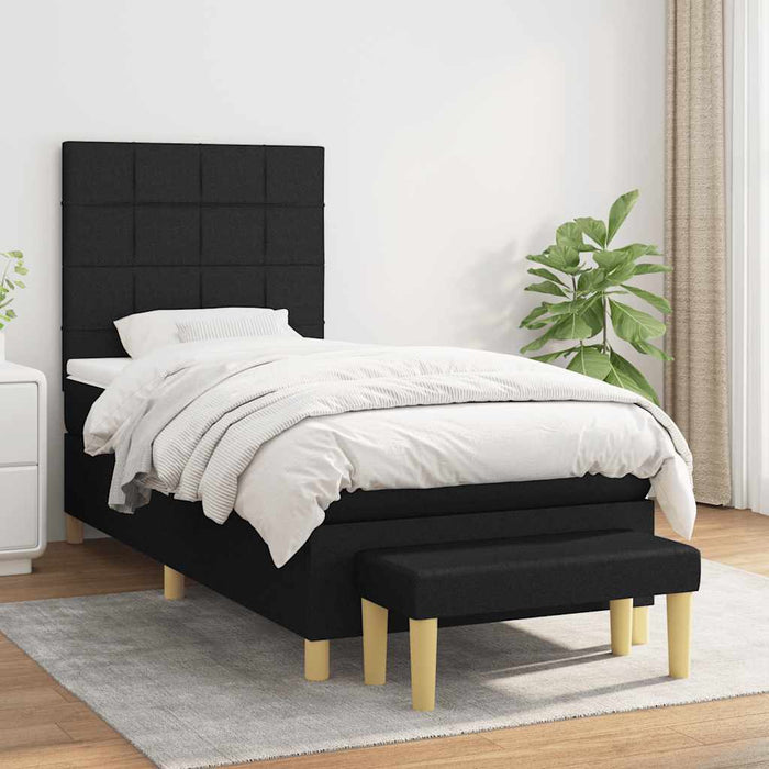 Pat box spring cu saltea, negru, 90x190 cm, textil - WALTI WALTI