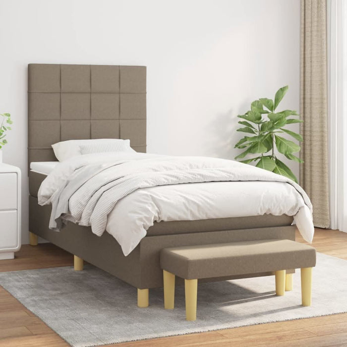 Pat box spring cu saltea, gri taupe, 90x190 cm, textil - WALTI WALTI