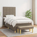 Pat box spring cu saltea, gri taupe, 90x190 cm, textil - WALTI WALTI
