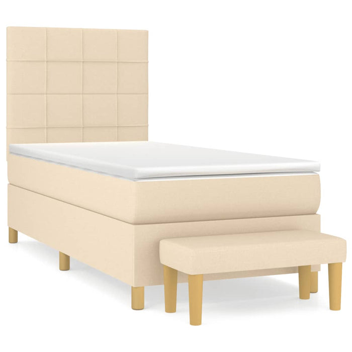Pat box spring cu saltea, crem, 90x190 cm, textil - WALTI WALTI