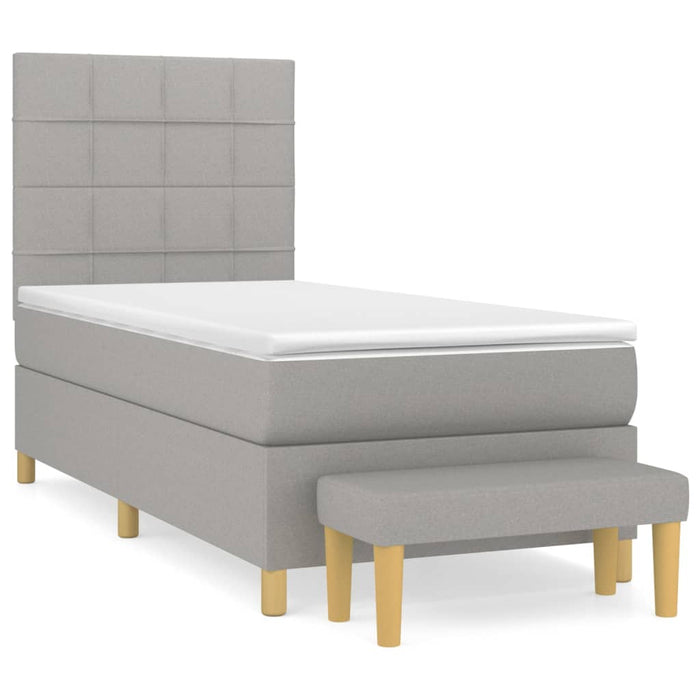 Pat box spring cu saltea, gri deschis, 90x200 cm, textil - WALTI WALTI