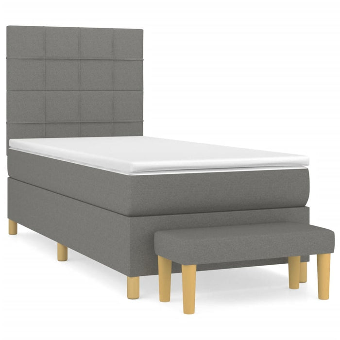Pat box spring cu saltea, gri închis, 90x200 cm, textil - WALTI WALTI