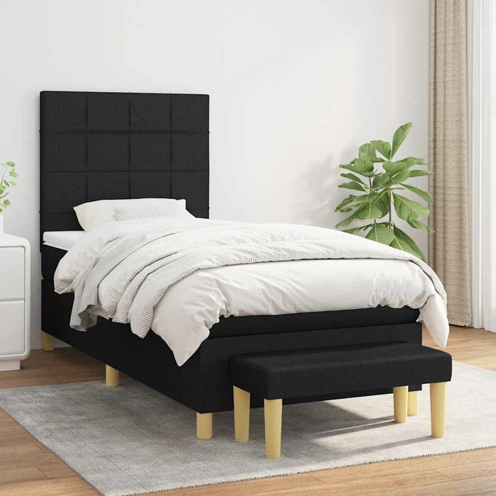 Pat box spring cu saltea, negru, 90x200 cm, textil - WALTI WALTI