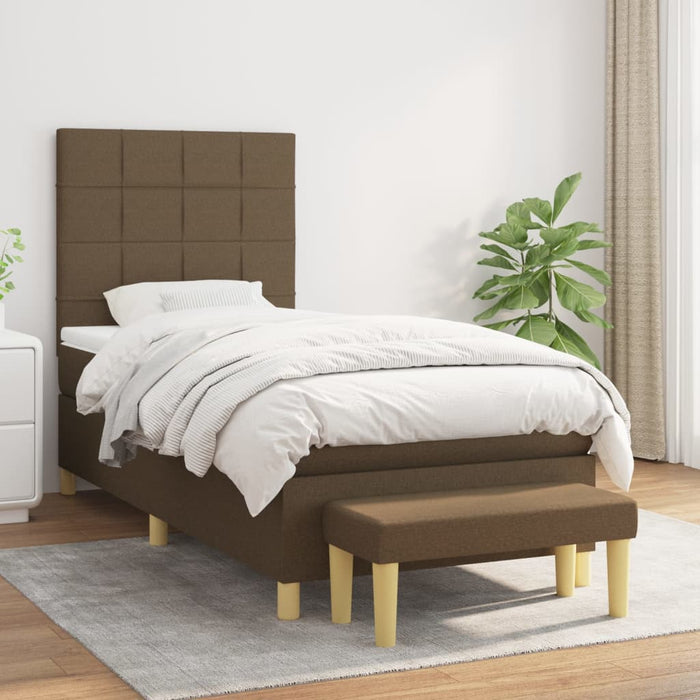 Pat box spring cu saltea, maro închis, 90x200 cm, textil - WALTI WALTI
