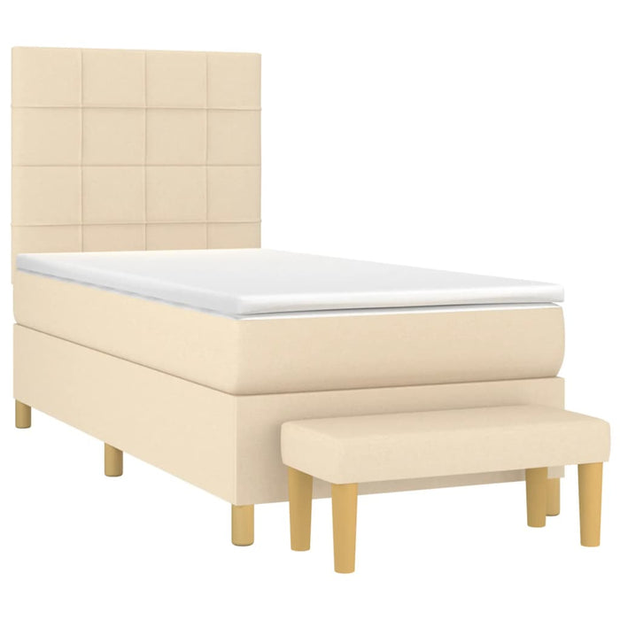 Pat box spring cu saltea, crem, 90x200 cm, textil - WALTI WALTI