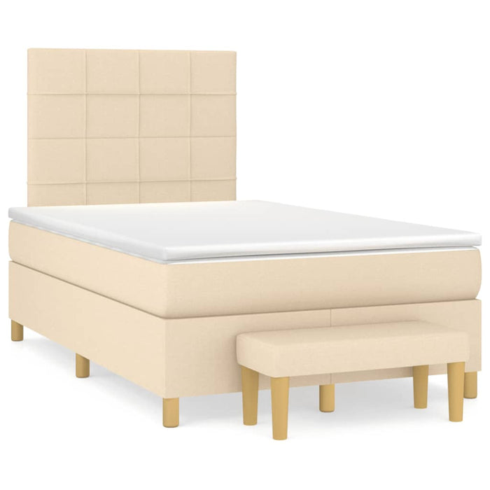 Pat box spring cu saltea, crem, 120x200 cm, textil - WALTI WALTI
