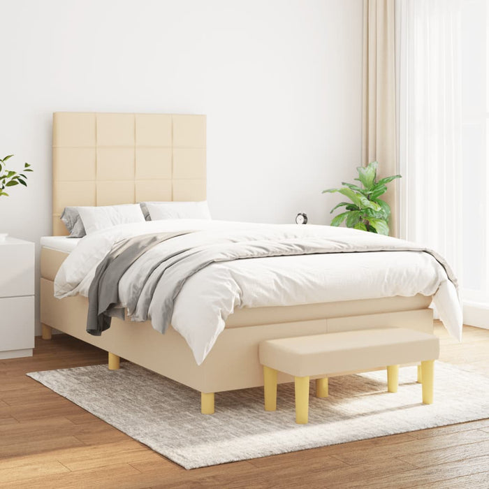 Pat box spring cu saltea, crem, 120x200 cm, textil - WALTI WALTI