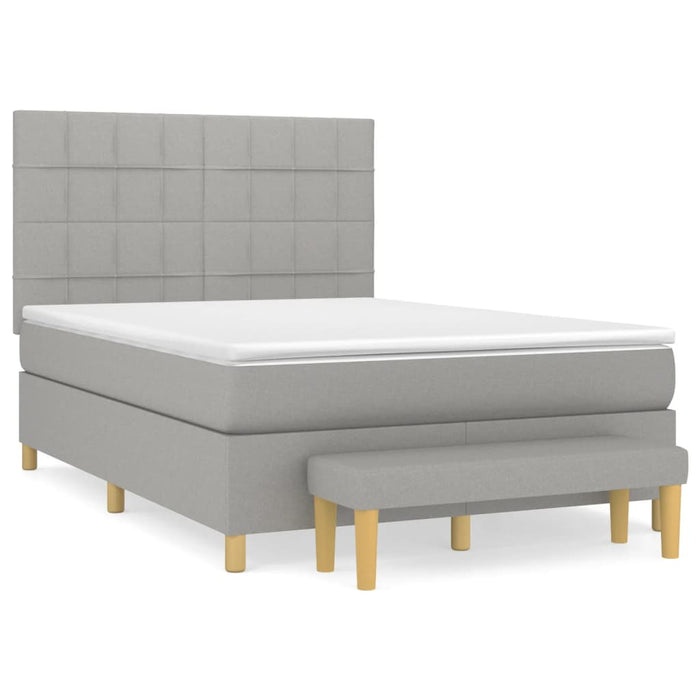 Pat box spring cu saltea, gri deschis, 140x190 cm, textil - WALTI WALTI