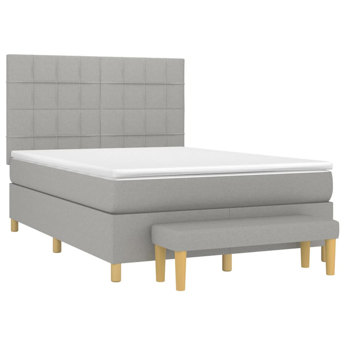 Pat box spring cu saltea, gri deschis, 140x190 cm, textil - WALTI WALTI