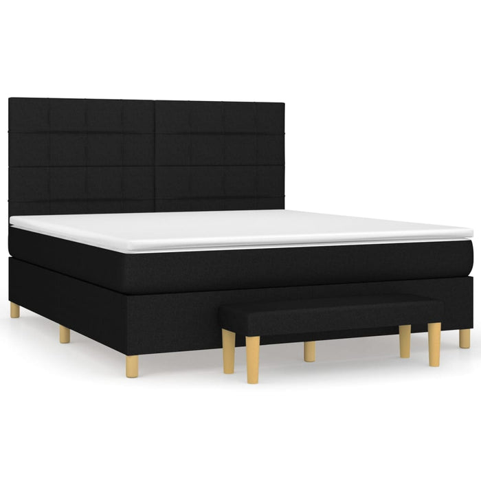 Pat box spring cu saltea, negru, 160x200 cm, textil - WALTI WALTI
