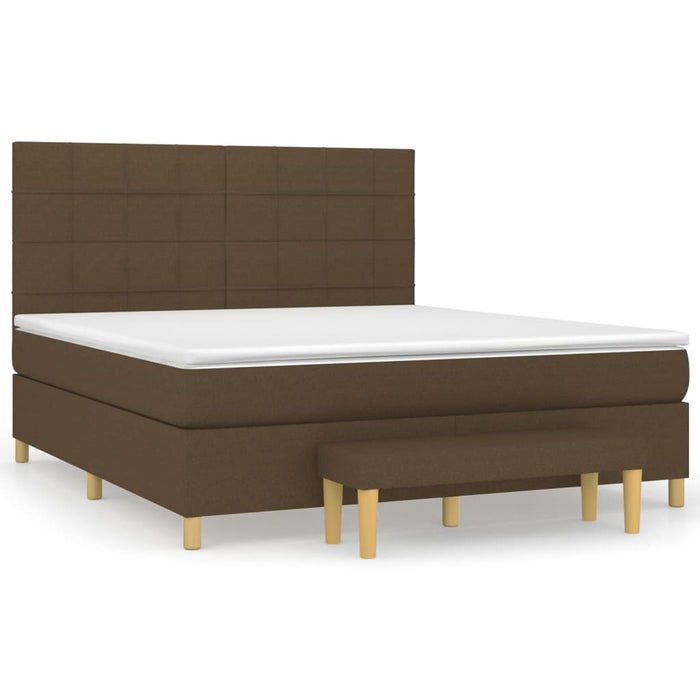 Pat box spring cu saltea, maro închis, 160x200 cm, textil WALTI