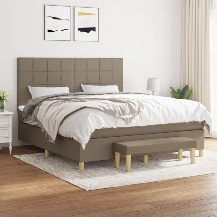 Pat box spring cu saltea, gri taupe, 160x200 cm material textil - WALTI WALTI