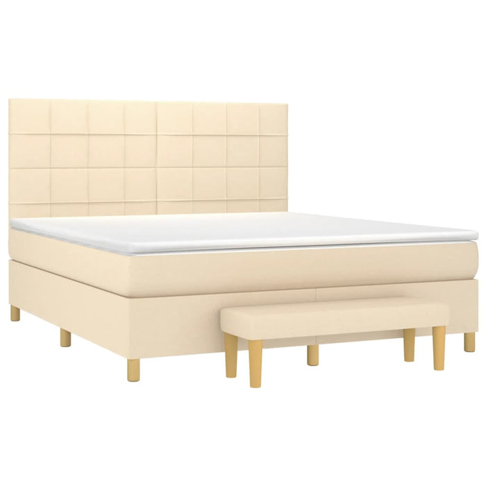 Pat box spring cu saltea, crem, 160x200 cm, material textil - WALTI WALTI