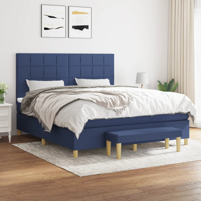 Pat continental cu saltea, albastru, 160x200cm, material textil - WALTI WALTI