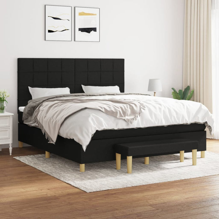 Pat box spring cu saltea, negru, 180x200 cm, catifea - WALTI WALTI