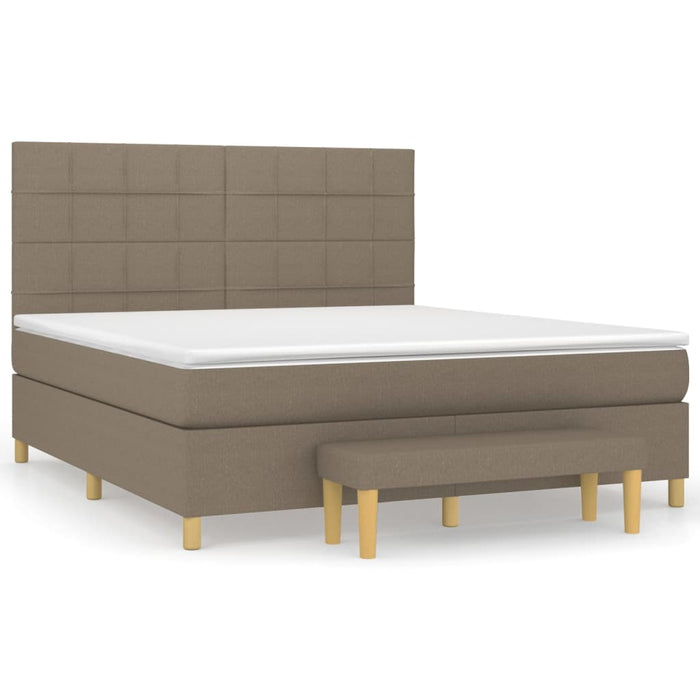 Pat continental cu saltea, gri taupe, 180x200 cm, textil - WALTI WALTI