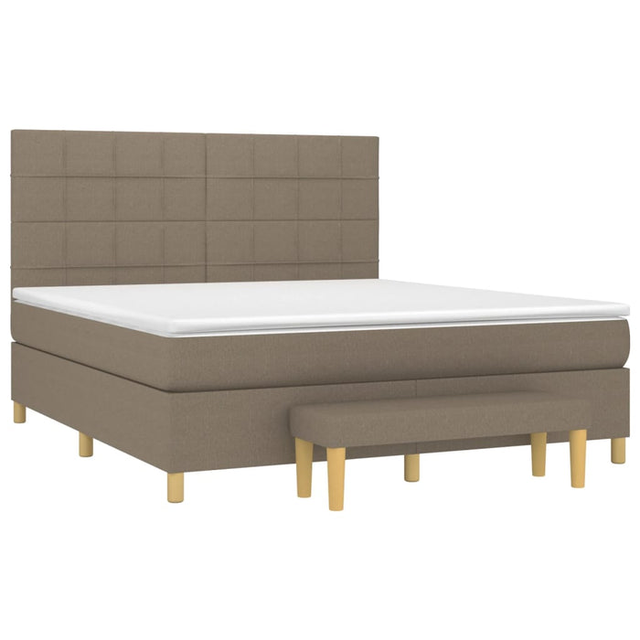 Pat continental cu saltea, gri taupe, 180x200 cm, textil - WALTI WALTI