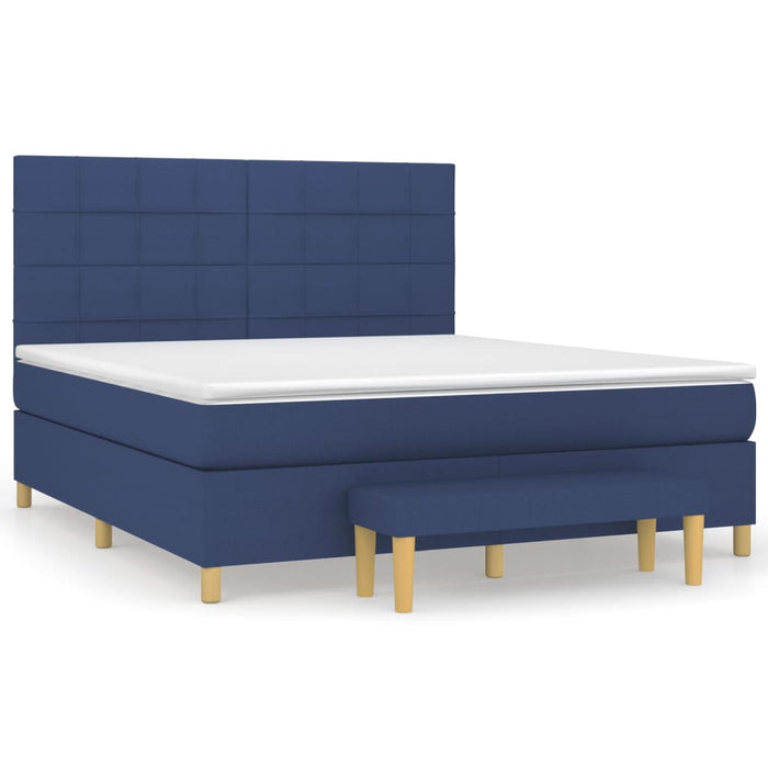 Pat box spring cu saltea, albastru, 180x200 cm, material textil - WALTI WALTI