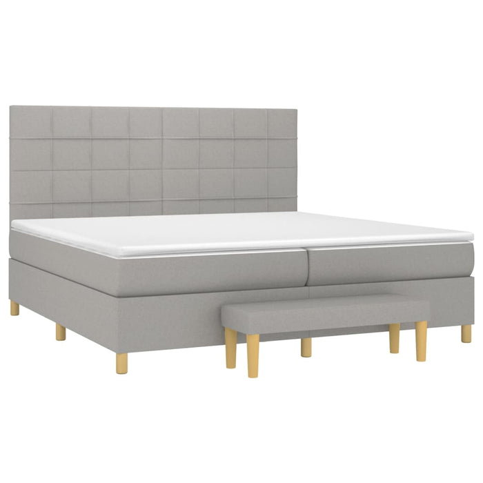 Pat box spring cu saltea, gri deschis, 200x200 cm, textil - WALTI WALTI