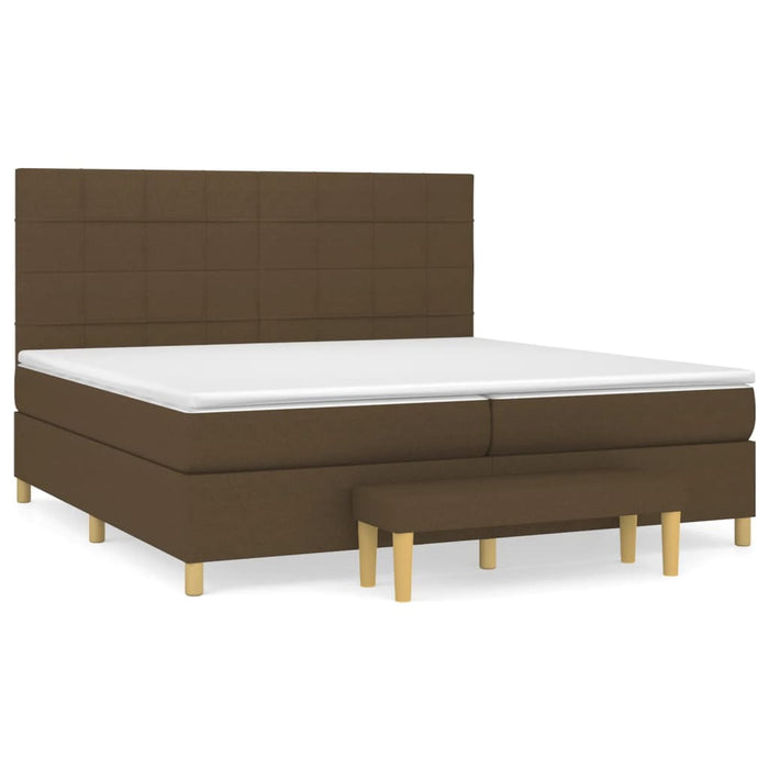Pat box spring cu saltea, maro închis, 200x200 cm, textil - WALTI WALTI