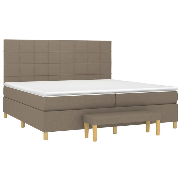 Pat box spring cu saltea, gri taupe, 200x200 cm, textil - WALTI WALTI