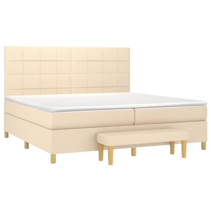 Pat box spring cu saltea, crem, 200x200 cm, textil - WALTI WALTI