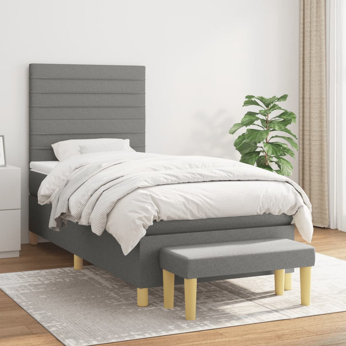 Pat box spring cu saltea, gri închis, 80x200 cm, textil - WALTI WALTI