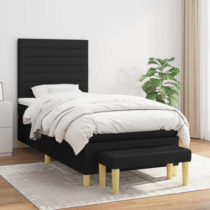 Pat box spring cu saltea, negru, 80x200 cm, textil - WALTI WALTI