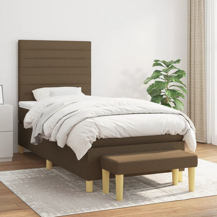 Pat box spring cu saltea, maro închis, 80x200 cm, textil - WALTI WALTI