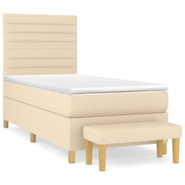 Pat box spring cu saltea, crem, 80x200 cm, textil - WALTI WALTI