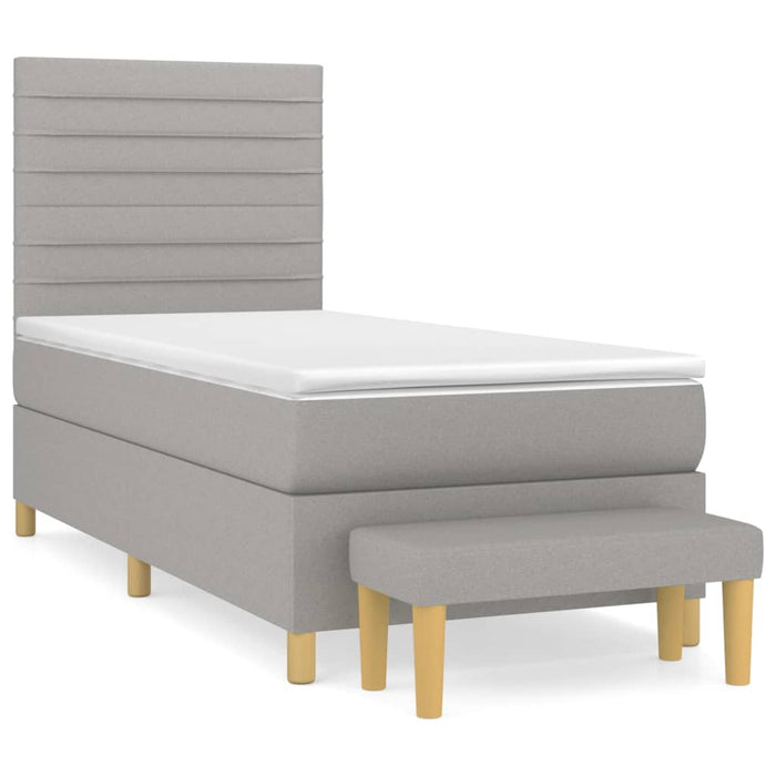 Pat box spring cu saltea, gri deschis, 90x190 cm, textil - WALTI WALTI