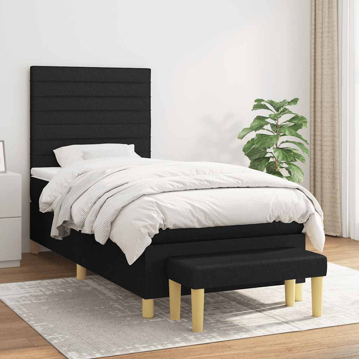 Pat box spring cu saltea, negru, 90x190 cm, textil - WALTI WALTI