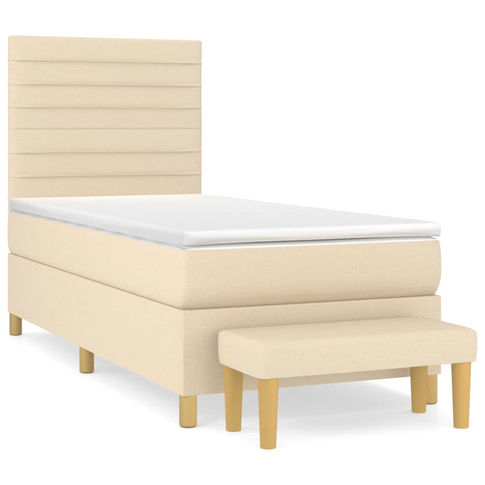Pat box spring cu saltea, crem, 90x200 cm, textil - WALTI WALTI