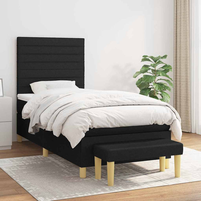 Pat box spring cu saltea, negru, 100x200 cm, textil - WALTI WALTI