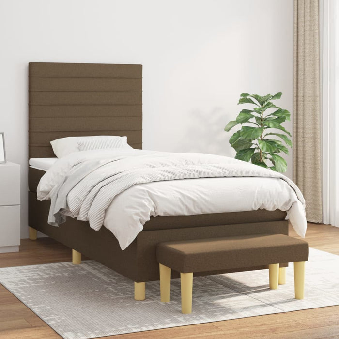 Pat box spring cu saltea, maro închis, 100x200 cm, textil - WALTI WALTI