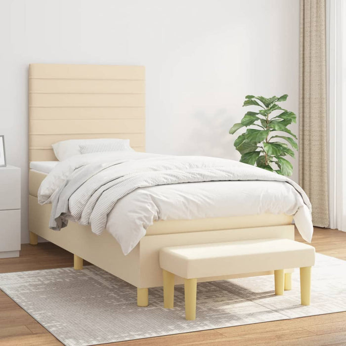 Pat box spring cu saltea, crem, 100x200 cm, textil - WALTI WALTI