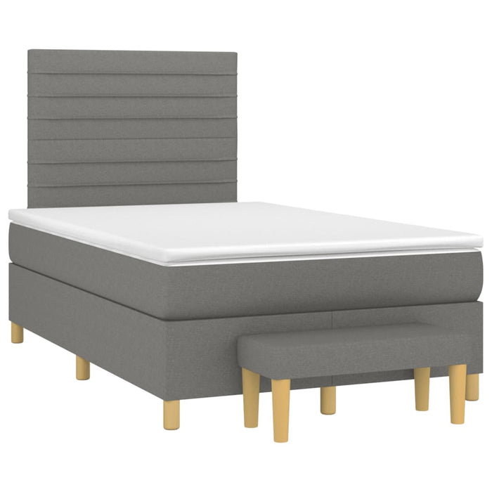 Pat box spring cu saltea, gri închis, 120x200 cm, textil - WALTI WALTI