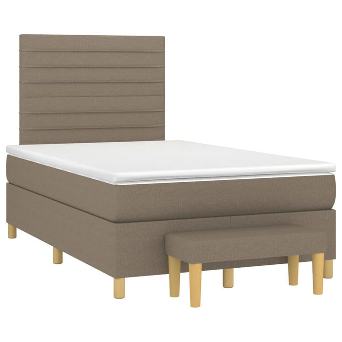 Pat box spring cu saltea, gri taupe, 120x200 cm, textil - WALTI WALTI