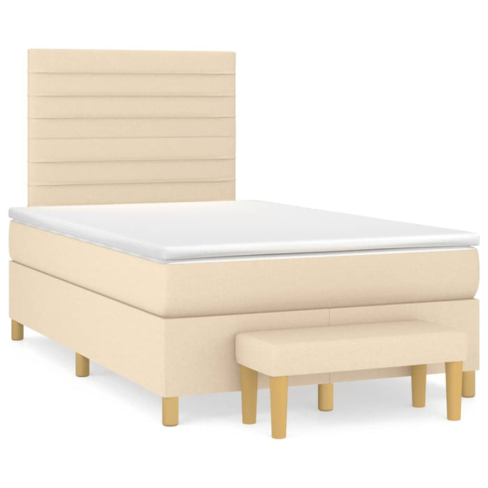 Pat box spring cu saltea, crem, 120x200 cm, textil - WALTI WALTI