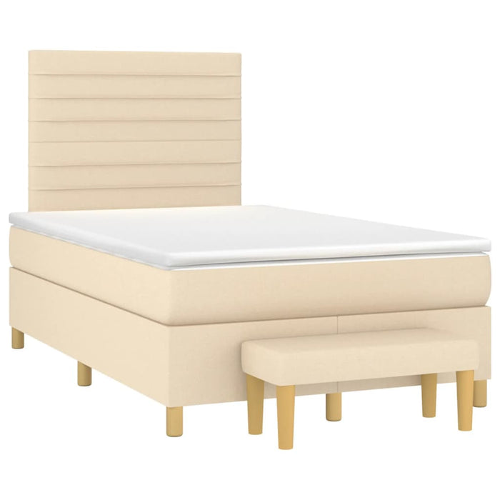 Pat box spring cu saltea, crem, 120x200 cm, textil - WALTI WALTI