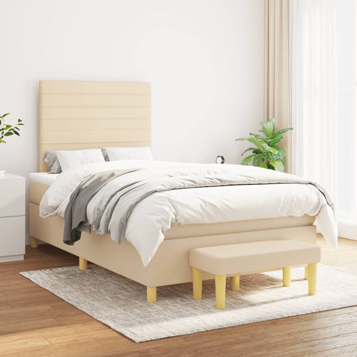 Pat box spring cu saltea, crem, 120x200 cm, textil - WALTI WALTI