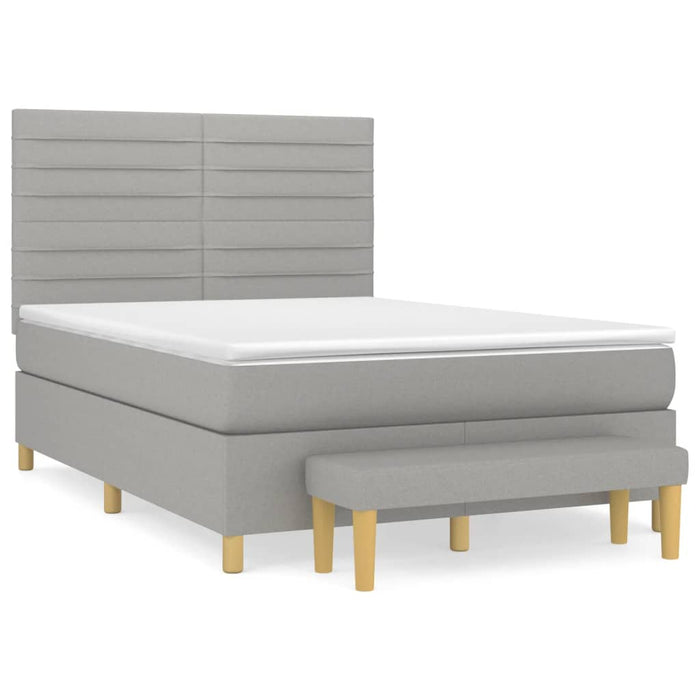Pat box spring cu saltea, gri deschis, 140x190 cm, textil - WALTI WALTI