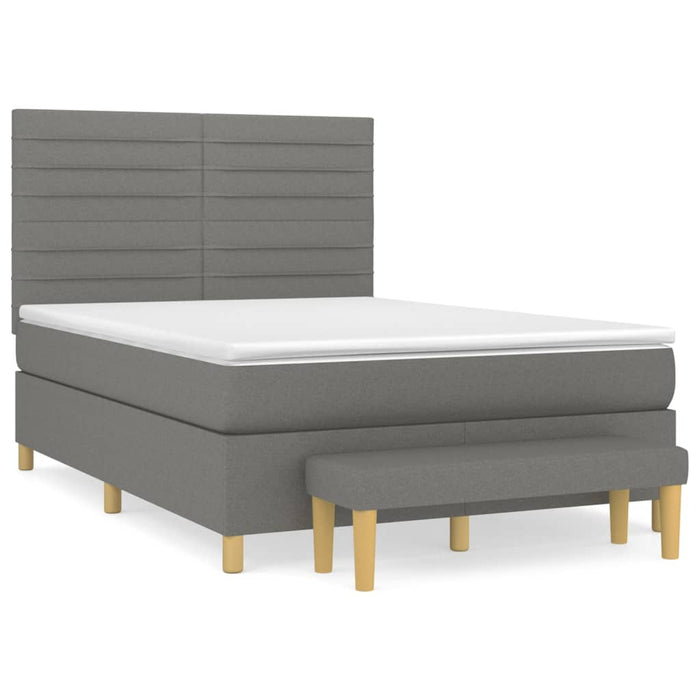 Pat box spring cu saltea, gri închis, 140x190 cm, textil - WALTI WALTI