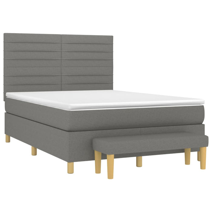 Pat box spring cu saltea, gri închis, 140x190 cm, textil - WALTI WALTI