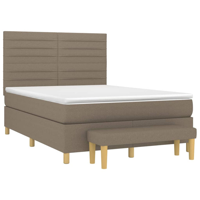 Pat box spring cu saltea, gri taupe, 140x200 cm, textil - WALTI WALTI