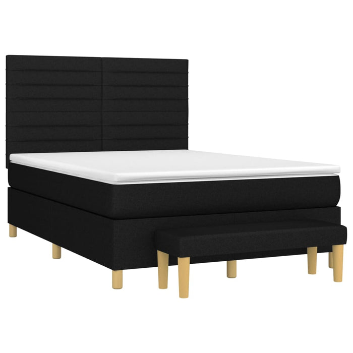 Pat box spring cu saltea, negru, 140x200 cm, textil - WALTI WALTI