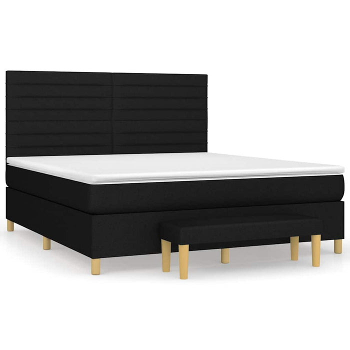 Pat box spring cu saltea, negru, 160x200 cm, textil - WALTI WALTI
