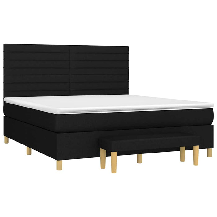 Pat box spring cu saltea, negru, 160x200 cm, textil - WALTI WALTI